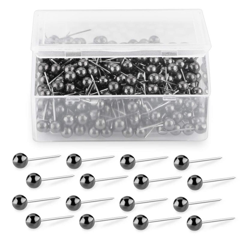 Yalis Push Pins Map Tacks 1/8-Inch Retro Metallic Color Beads Head Marking Push Pins, 4 Colors, 200-count (Metallic Black) - Image 1